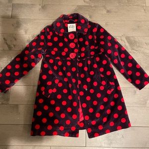 Mini Boden girls size 7-8 polka dot print jacket. Lined and winter / fall weight